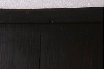 明治大正期　古民具・骨董　古い木味の格子帯戸2枚セット