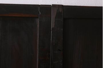 明治大正期　古民具・骨董　古い木味の格子帯戸2枚セット