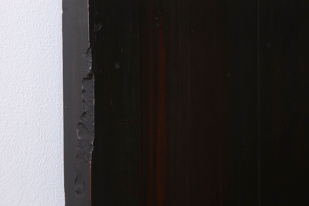 明治大正期　古民具・骨董　古い木味の格子帯戸2枚セット