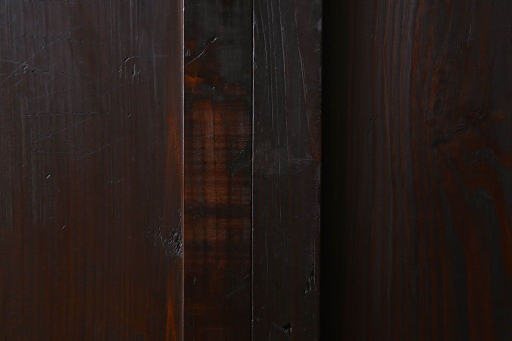 明治大正期　古民具・骨董　古い木味の格子帯戸2枚セット