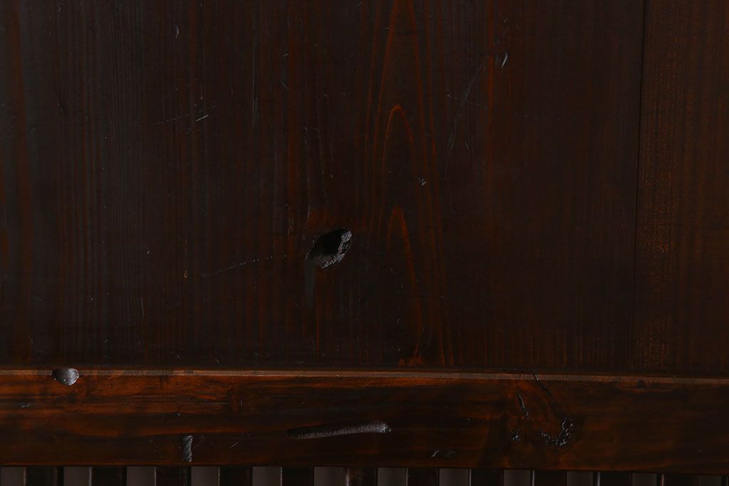 明治大正期　古民具・骨董　古い木味の格子帯戸2枚セット