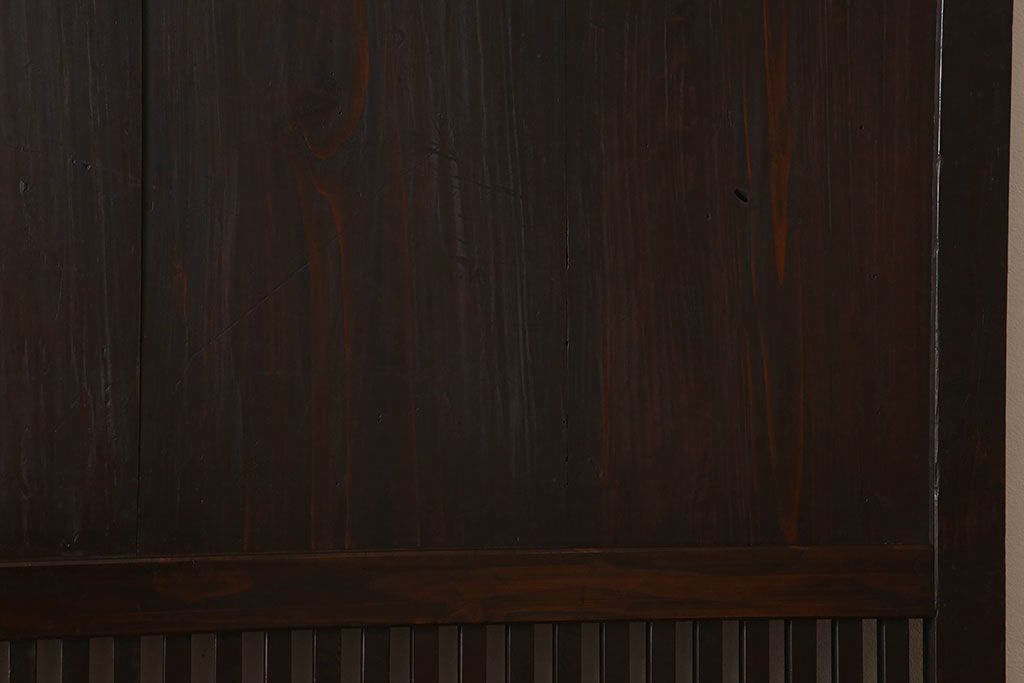 明治大正期　古民具・骨董　古い木味の格子帯戸2枚セット