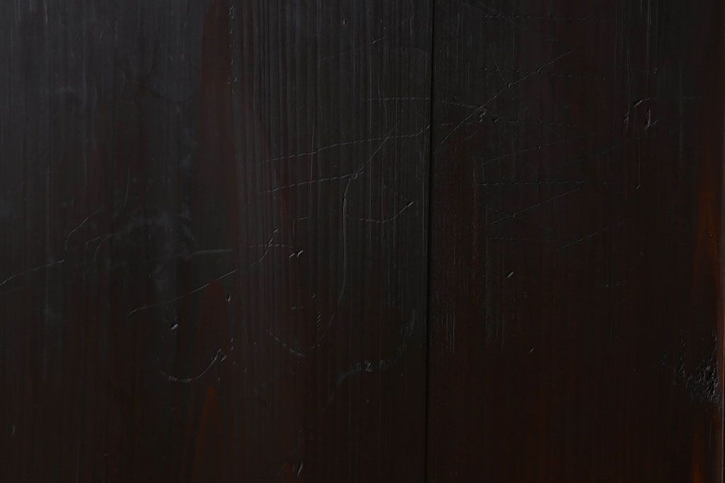 明治大正期　古民具・骨董　古い木味の格子帯戸2枚セット