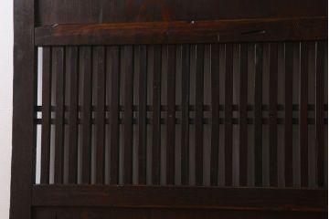 明治大正期　古民具・骨董　古い木味の格子帯戸2枚セット