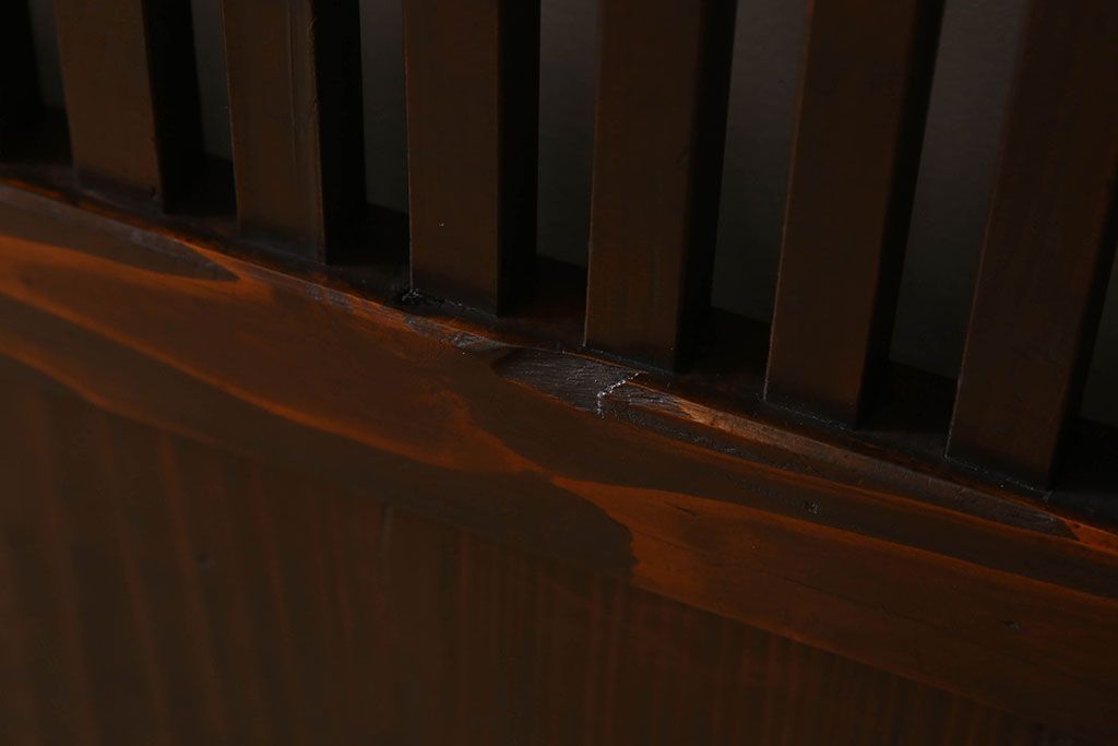 明治大正期　古民具・骨董　古い木味の格子帯戸2枚セット