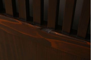 明治大正期　古民具・骨董　古い木味の格子帯戸2枚セット