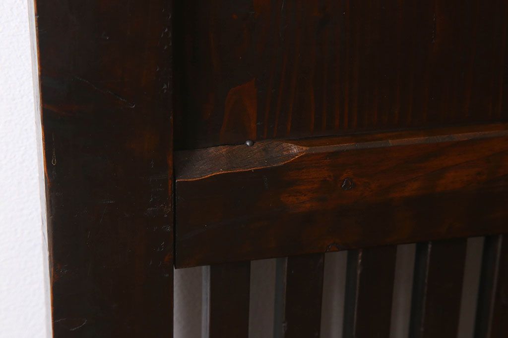 明治大正期　古民具・骨董　古い木味の格子帯戸2枚セット