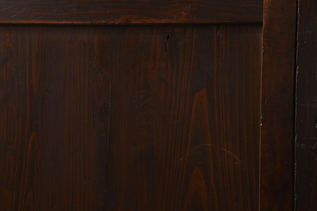 明治大正期　古民具・骨董　古い木味の格子帯戸2枚セット