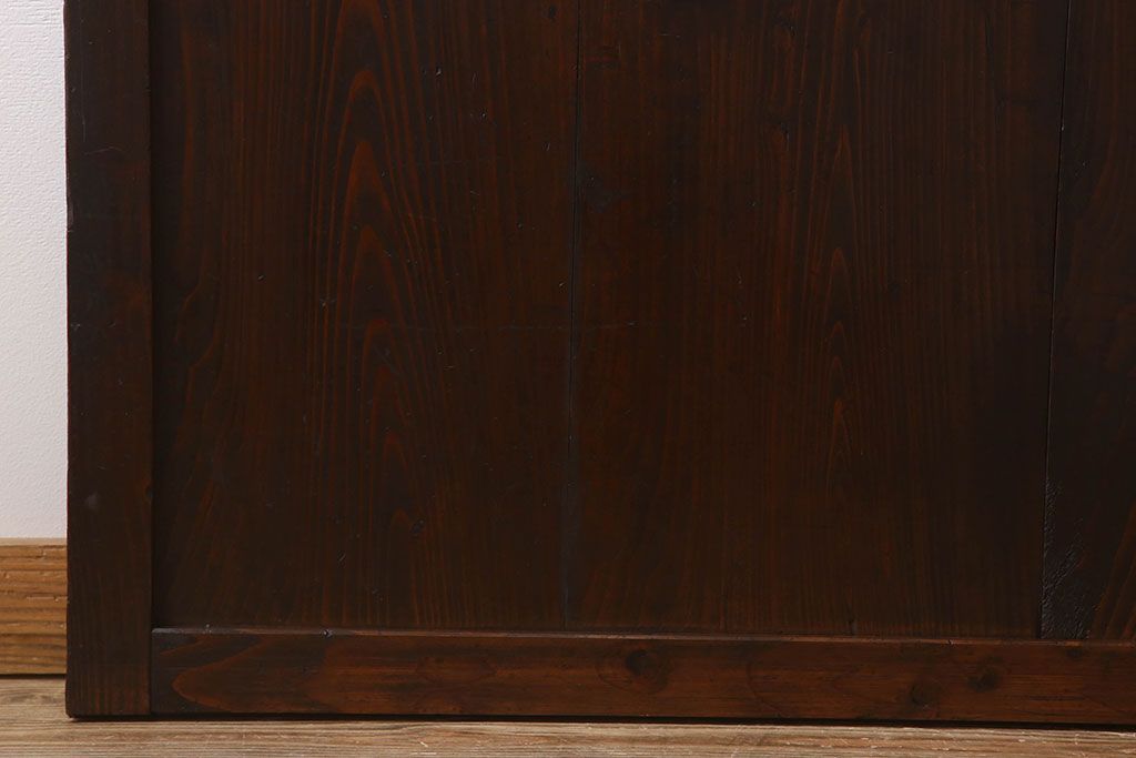 明治大正期　古民具・骨董　古い木味の格子帯戸2枚セット