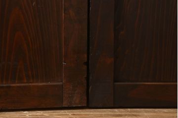 明治大正期　古民具・骨董　古い木味の格子帯戸2枚セット