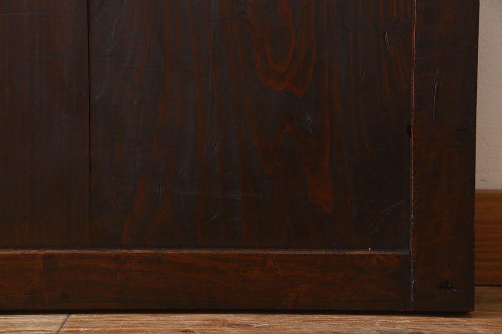 明治大正期　古民具・骨董　古い木味の格子帯戸2枚セット