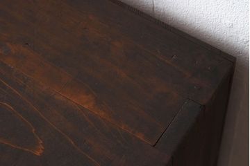 アンティーク家具　古民具・骨董　古い檜材の縦型4杯引き出し