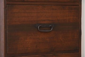 アンティーク家具　古民具・骨董　古い檜材の縦型4杯引き出し
