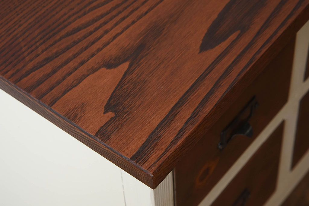 アンティーク家具　ネームプレート取っ手　引き出し8杯付き!サイドテーブル(平机・コンソールテーブル)