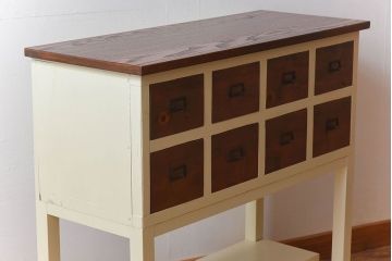 アンティーク家具　ネームプレート取っ手　引き出し8杯付き!サイドテーブル(平机・コンソールテーブル)