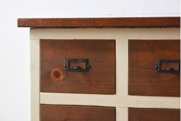 アンティーク家具　ネームプレート取っ手　引き出し8杯付き!サイドテーブル(平机・コンソールテーブル)