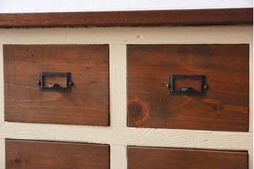 アンティーク家具　ネームプレート取っ手　引き出し8杯付き!サイドテーブル(平机・コンソールテーブル)