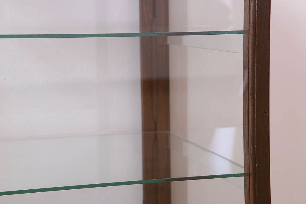 アンティーク家具　脚付き!小ぶりな木製アンティークガラスケース(ショーケース)