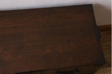 アンティーク家具　厚手金具　古民具・骨董　アンティーク衣装箪笥ローボード(時代箪笥)