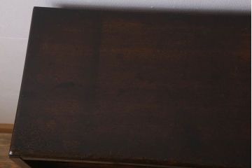 アンティーク家具　モールガラス入り!引き戸がおしゃれな和製アンティークの収納棚(食器棚・カップボード)