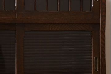 アンティーク家具　モールガラス入り!引き戸がおしゃれな和製アンティークの収納棚(食器棚・カップボード)