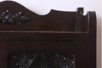 アンティーク家具　大正ロマン　プレスガラス入り!幅狭の和製アンティーク本箱(ブックケース)