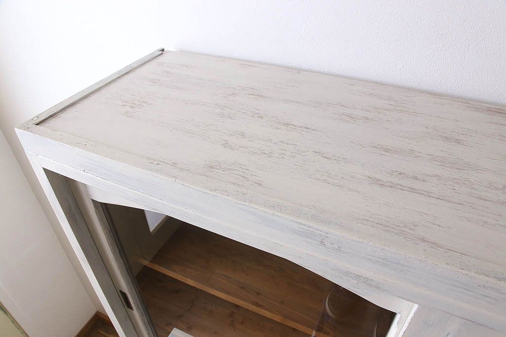 アンティーク家具　キャビネット　アンティーク　大きなペイント重ね収納棚(食器棚)