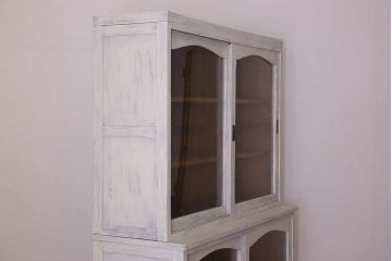 アンティーク家具　キャビネット　アンティーク　大きなペイント重ね収納棚(食器棚)