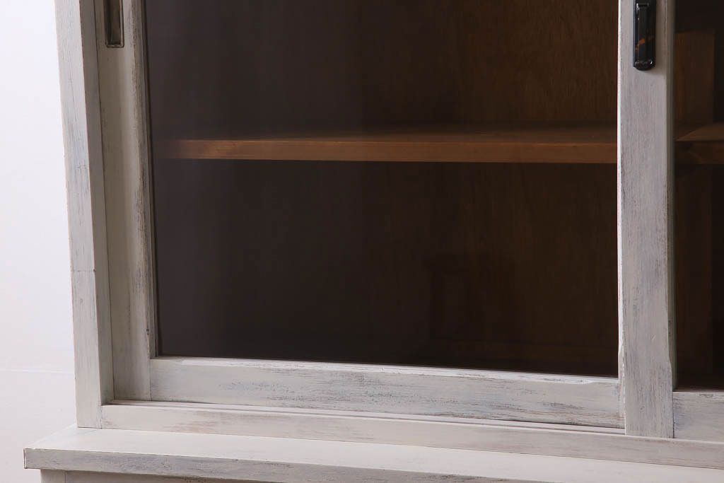 アンティーク家具　キャビネット　アンティーク　大きなペイント重ね収納棚(食器棚)