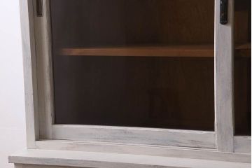 アンティーク家具　キャビネット　アンティーク　大きなペイント重ね収納棚(食器棚)