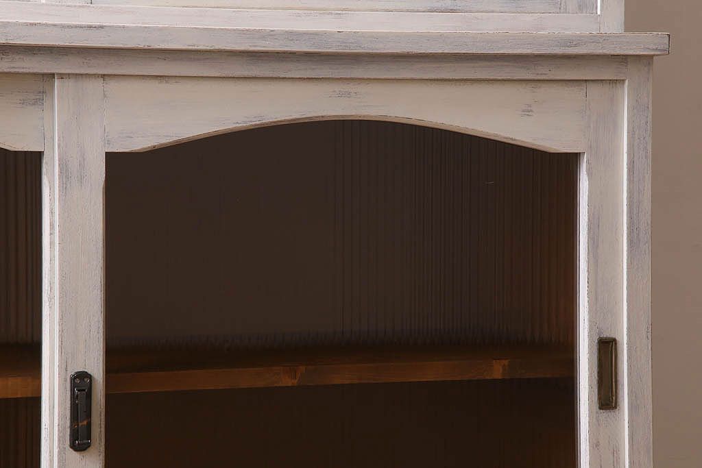 アンティーク家具　キャビネット　アンティーク　大きなペイント重ね収納棚(食器棚)