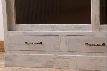 アンティーク家具　キャビネット　アンティーク　大きなペイント重ね収納棚(食器棚)