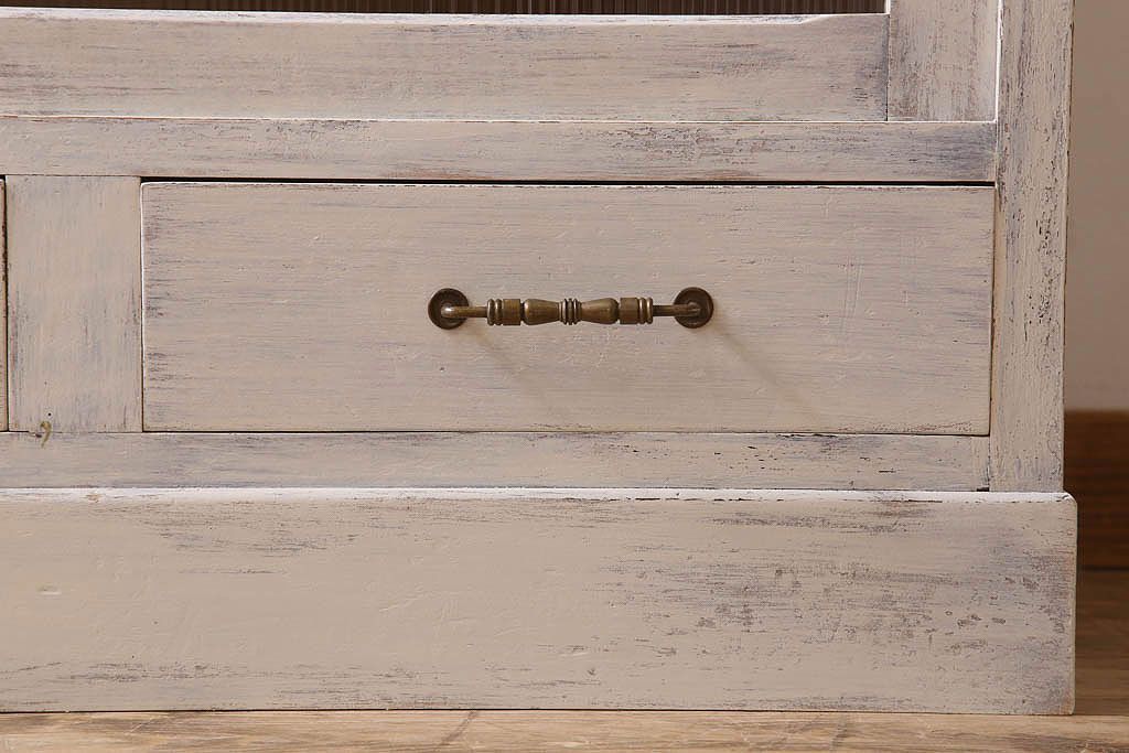 アンティーク家具　キャビネット　アンティーク　大きなペイント重ね収納棚(食器棚)