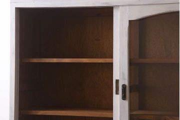 アンティーク家具　キャビネット　アンティーク　大きなペイント重ね収納棚(食器棚)