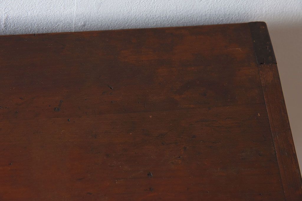 アンティーク家具　大正昭和期　ガラス棚板のアンティーク収納棚