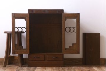 レトロ家具　昭和レトロ　古い木製のアンティーク本箱(ブックケース)(2)