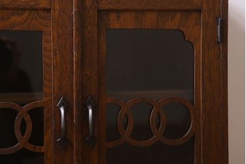 レトロ家具　昭和レトロ　古い木製のアンティーク本箱(ブックケース)(2)