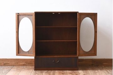 レトロ家具　昭和レトロ　上品で小ぶりな丸窓本箱(ブックケース)