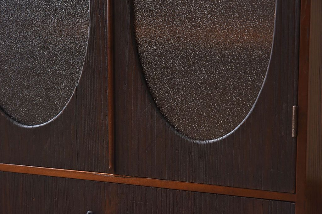 レトロ家具　昭和レトロ　上品で小ぶりな丸窓本箱(ブックケース)