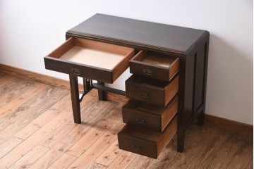 アンティーク家具　透かし彫り　大正ロマン　和製アンティークの薄型片袖机