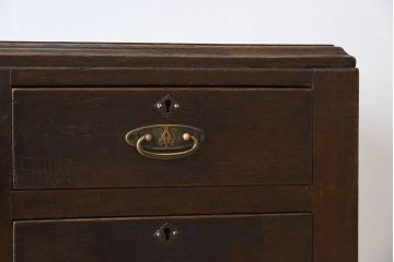 アンティーク家具　透かし彫り　大正ロマン　和製アンティークの薄型片袖机