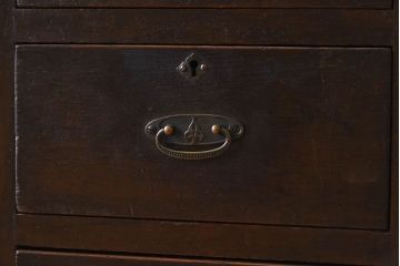 アンティーク家具　透かし彫り　大正ロマン　和製アンティークの薄型片袖机