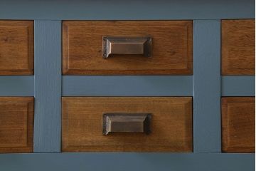 ペイント家具　チェッカーガラス引き戸のサイドボード(カウンター)