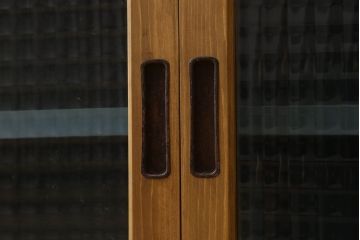 ペイント家具　チェッカーガラス引き戸のサイドボード(カウンター)