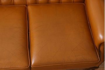 ヴィンテージ家具　本革製　イギリス　2人掛け　ビンテージ　ウィングバックソファ(ウイングバック、チェスターフィールド)