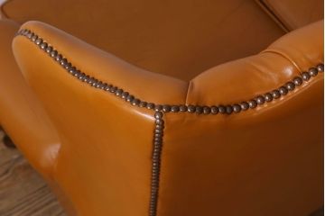 ヴィンテージ家具　本革製　イギリス　2人掛け　ビンテージ　ウィングバックソファ(ウイングバック、チェスターフィールド)