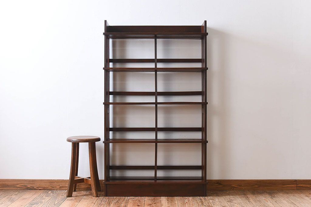 アンティーク家具　古い木製　和製アンティーク　変わり型の本棚