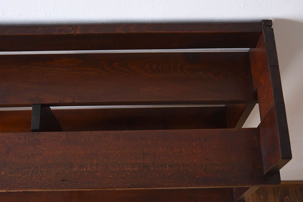 アンティーク家具　古い木製　和製アンティーク　変わり型の本棚