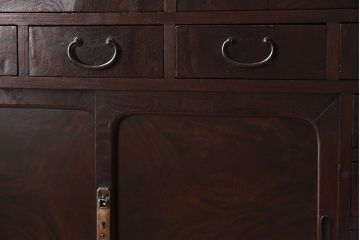 アンティーク家具　高級品　玉杢　三方欅材　かくし付き!重ね帳場箪笥