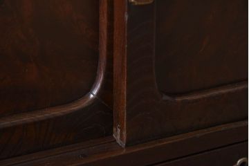 アンティーク家具　高級品　玉杢　三方欅材　かくし付き!重ね帳場箪笥